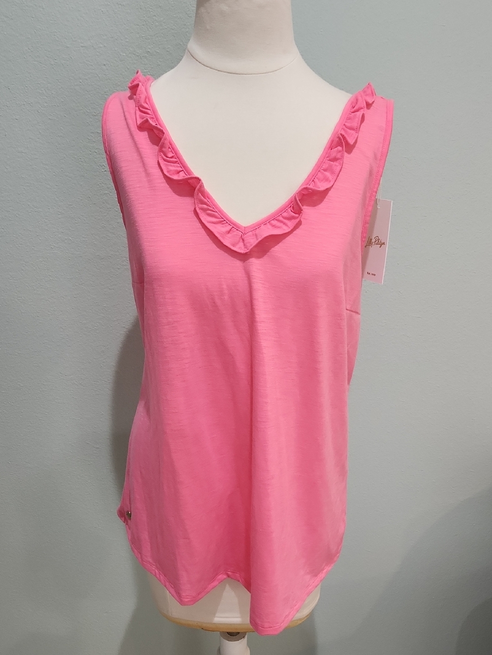 Lilly Pulitzer Pink Ruffle V-Neck Tank